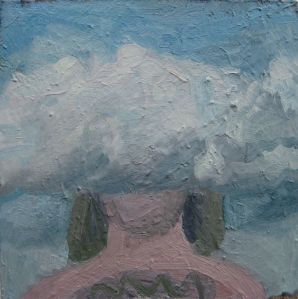 Zelfportret met wolk, 50x50cm,